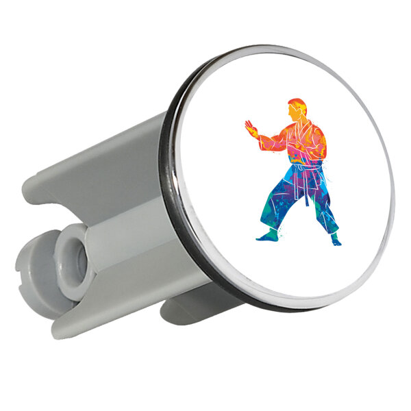 Waschbeckenstöpsel Karate bunte Silhouette 4cm Abflussstopfen