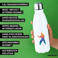 Trinkflasche Karate bunte Silhouette 500ml Edelstahl Wasserflasche