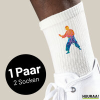Unisex Socken Karate bunte Silhouette Größe 37/46 White Motiv Tennissocken
