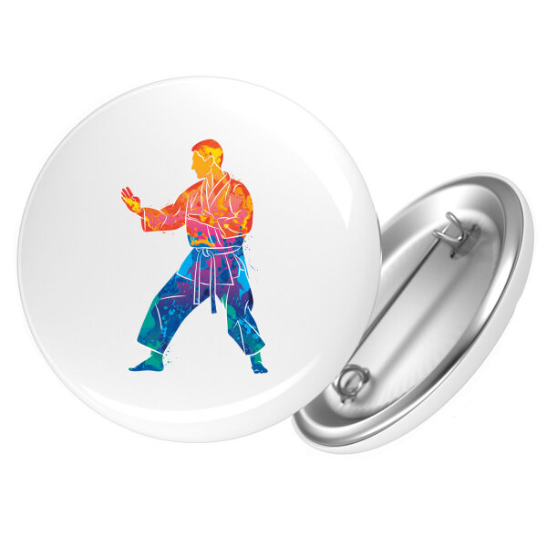Button Karate bunte Silhouette