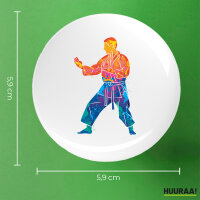 Button Karate bunte Silhouette rund