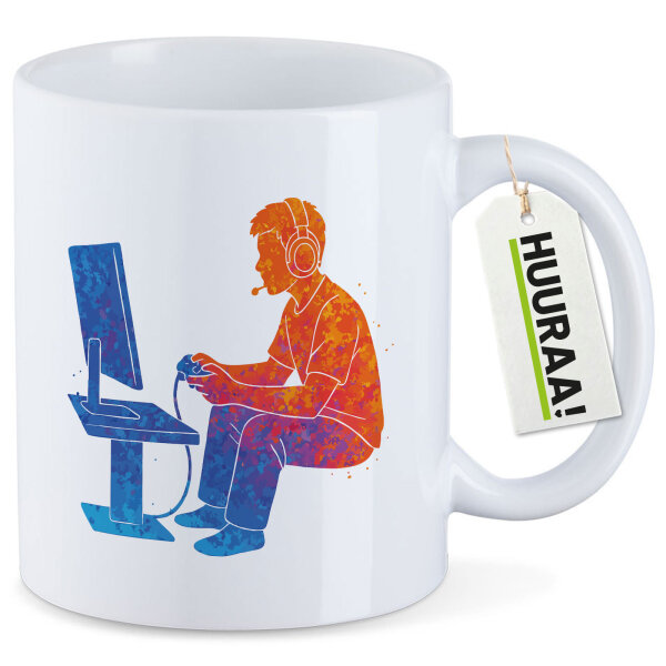 Kaffeetasse Gaming bunte Silhouette 330ml