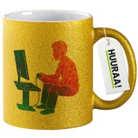 Glitzertasse Gaming bunte Silhouette 330ml