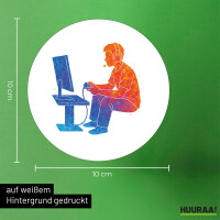 Aufkleber Gaming bunte Silhouette 10cm rund