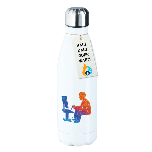 Trinkflasche Gaming bunte Silhouette 500ml Edelstahl Wasserflasche