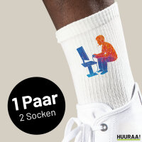 Unisex Socken Gaming bunte Silhouette Größe 37/46 White Motiv Tennissocken