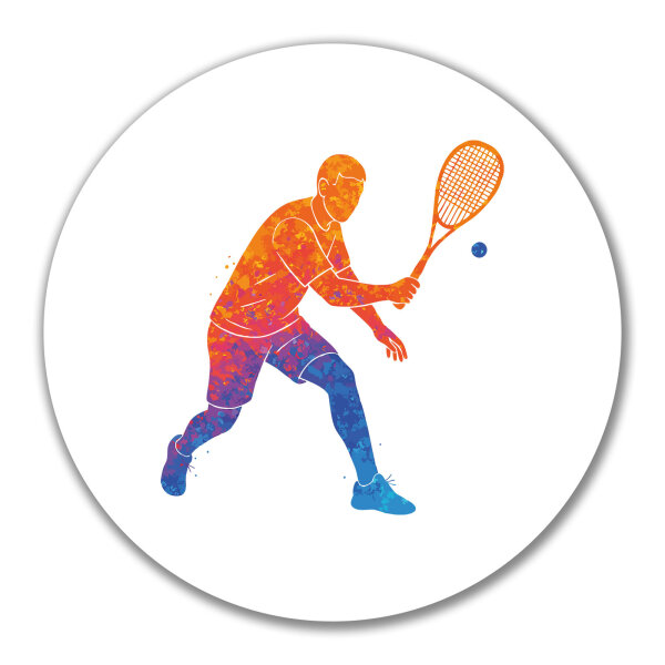 Aufkleber Squash bunte Silhouette 10cm rund