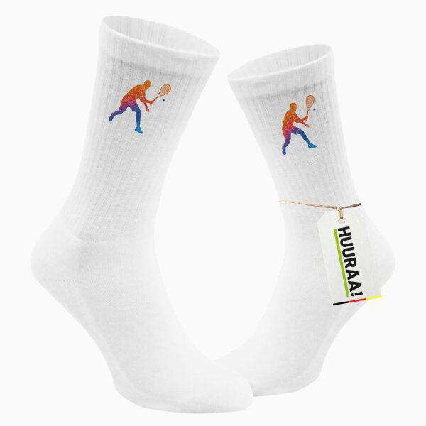 Unisex Tennissocken Squash bunte Silhouette Größe 42/46 White Motiv Sportsocken