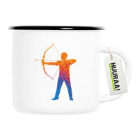 Emaille Tasse Bogenschießen bunte Silhouette 300ml...