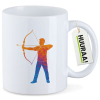 Kaffeetasse Bogenschießen bunte Silhouette 330ml