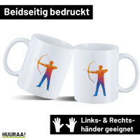 Kaffeetasse Bogenschießen bunte Silhouette 330ml