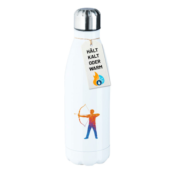 Edelstahl-Trinkflasche Bogenschießen bunte Silhouette 500ml Wasserflasche