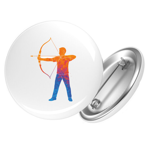 Button Bogenschießen bunte Silhouette rund