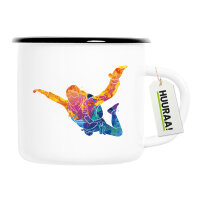 Emaille Tasse Skydiving bunte Silhouette 300ml Vintage...