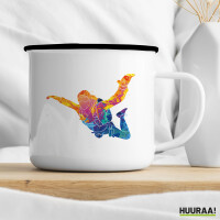 Emaille Tasse Skydiving bunte Silhouette 300ml Vintage