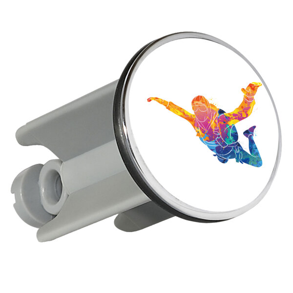 Waschbeckenstöpsel Skydiving bunte Silhouette 4cm Abflussstopfen