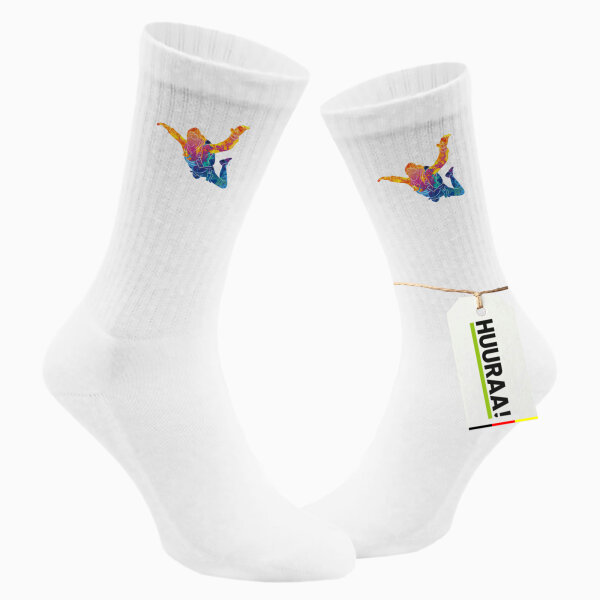 Unisex Socken Skydiving bunte Silhouette Größe 37/46 White Motiv Tennissocken