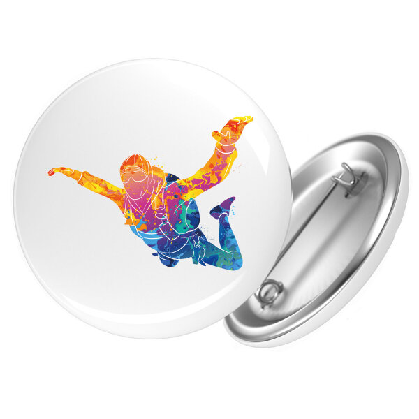 Button Skydiving bunte Silhouette rund