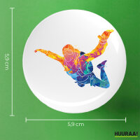 Button Skydiving bunte Silhouette rund