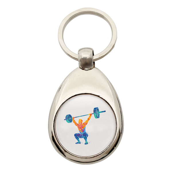 Schlüsselanhänger Gewichtheber Powerlift bunte Silhouette