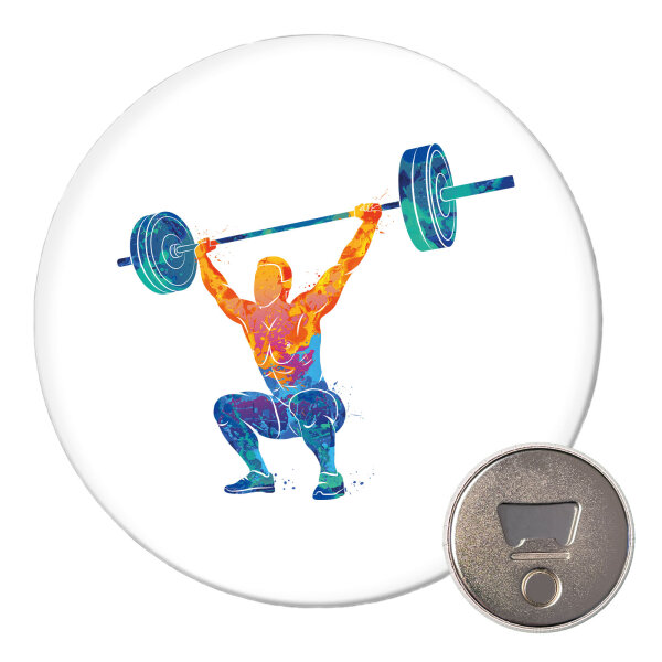 Magnet Gewichtheber Powerlift bunte Silhouette 59mm Kühlschrankmagnet
