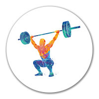 Aufkleber Gewichtheber Powerlift bunte Silhouette 10cm rund
