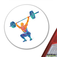 Aufkleber Gewichtheber Powerlift bunte Silhouette 10cm