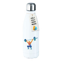 Trinkflasche Gewichtheber Powerlift bunte Silhouette...