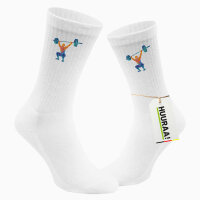 Unisex Socken Gewichtheber Powerlift bunte Silhouette Größe 37/46 White Motiv Tennissocken