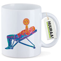 Kaffeetasse Fitness Training Bench Press bunte Silhouette...