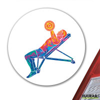 Aufkleber Fitness Training Bench Press bunte Silhouette...