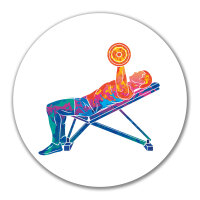 Aufkleber Fitness Training Bench Press bunte Silhouette 10cm