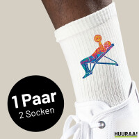 Unisex Tennissocken Fitness Training Bench Press bunte Silhouette Größe 42/46 White Motiv Sportsocken