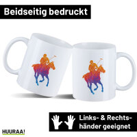 Kaffeetasse Polo Spieler bunte Silhouette 330ml