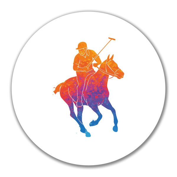 Aufkleber Polo Spieler bunte Silhouette 10cm