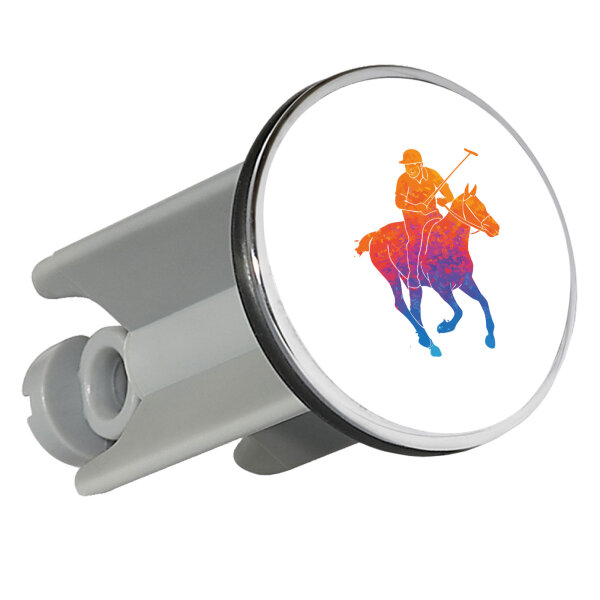 Waschbeckenstöpsel Polo Spieler bunte Silhouette 4cm Abflussstopfen