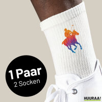 Unisex Socken Polo Spieler bunte Silhouette Größe 37/46 White Motiv Tennissocken