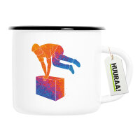 Emaille Tasse Parkour Freerunning bunte Silhouette 300ml...