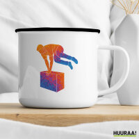 Emaille Tasse Parkour Freerunning bunte Silhouette 300ml Vintage Emaille Becher