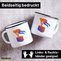 Emaille Tasse Parkour Freerunning bunte Silhouette 300ml...