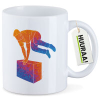 Kaffeetasse Parkour Freerunning bunte Silhouette 330ml