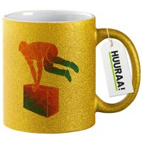 Glitzertasse Parkour Freerunning bunte Silhouette 330ml