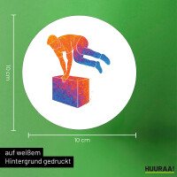 Aufkleber Parkour Freerunning bunte Silhouette 10cm rund