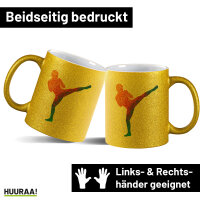 Glitzertasse Kickboxen bunte Silhouette 330ml
