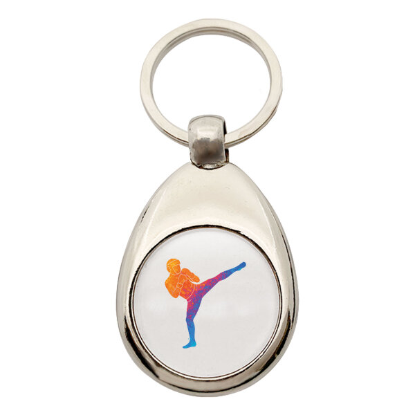 Schlüsselanhänger Kickboxen bunte Silhouette