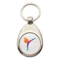 Schlüsselanhänger Kickboxen bunte Silhouette