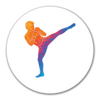 Aufkleber Kickboxen bunte Silhouette 10cm