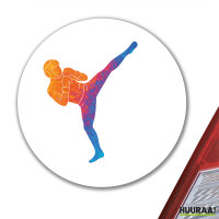 Aufkleber Kickboxen bunte Silhouette 10cm