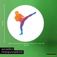 Aufkleber Kickboxen bunte Silhouette 10cm