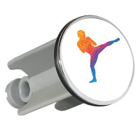Waschbeckenstöpsel Kickboxen bunte Silhouette 4cm